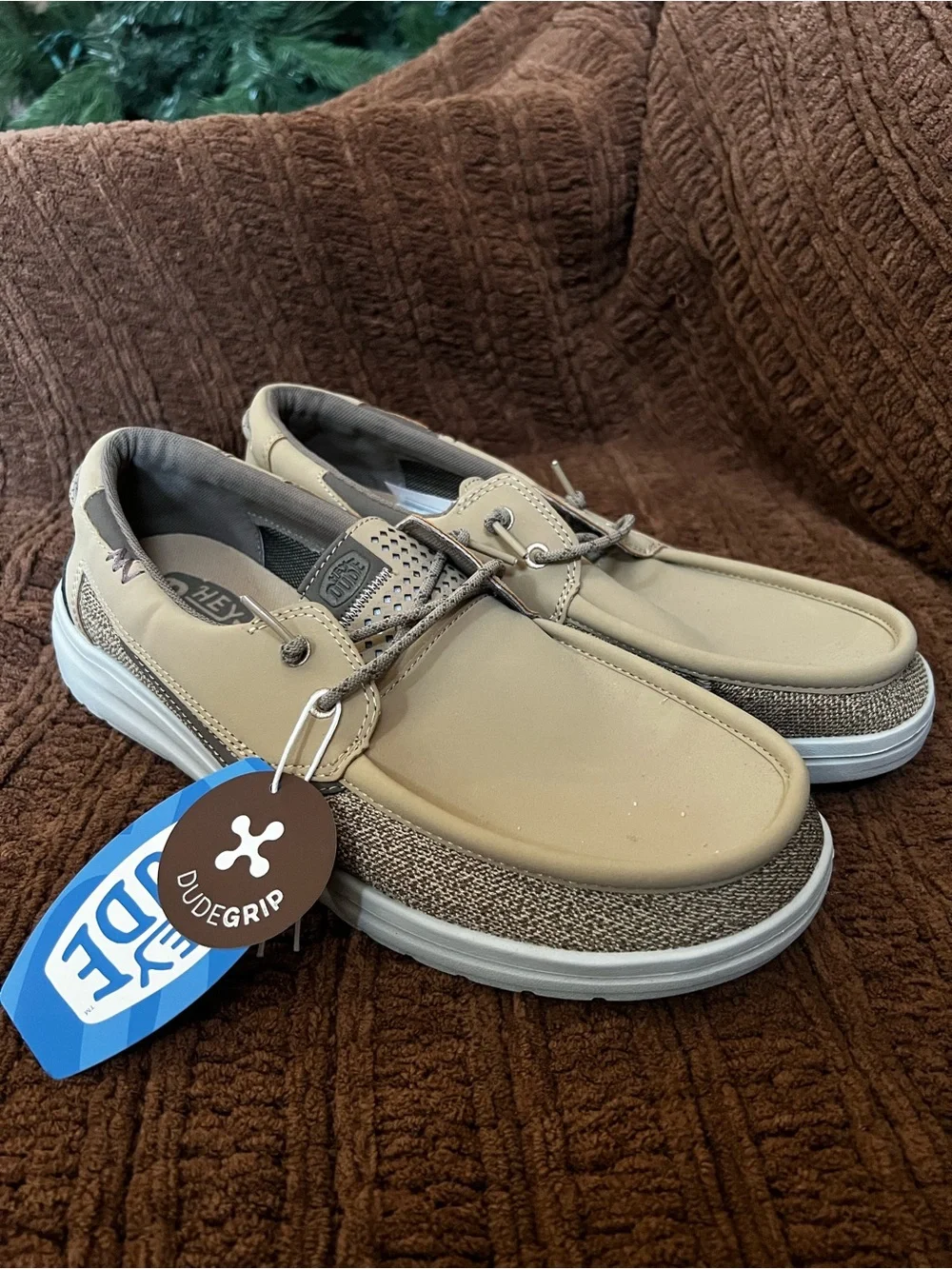 Hey Dude Men's Beige Tan Slip-On Loafers